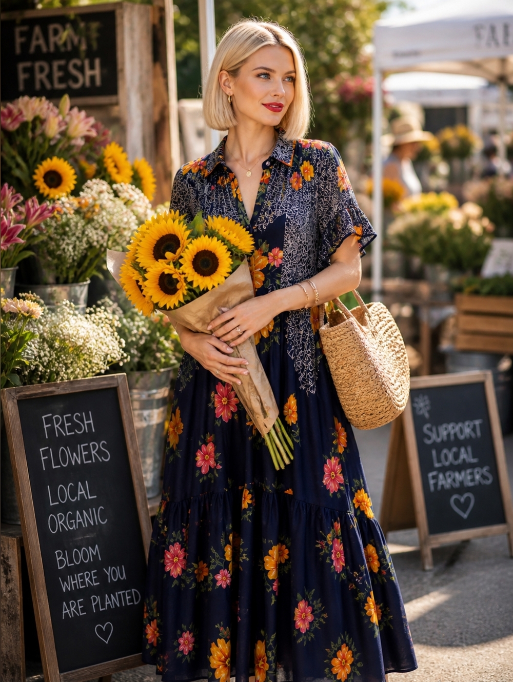 Anthropologie Floral Maxi Dress XS Fits S-M Oversized Boho Pockets NWT $170